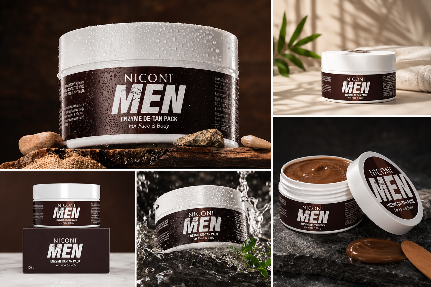 Niconi Men Enzyme De-Tan Pack For Face & Body (300g)