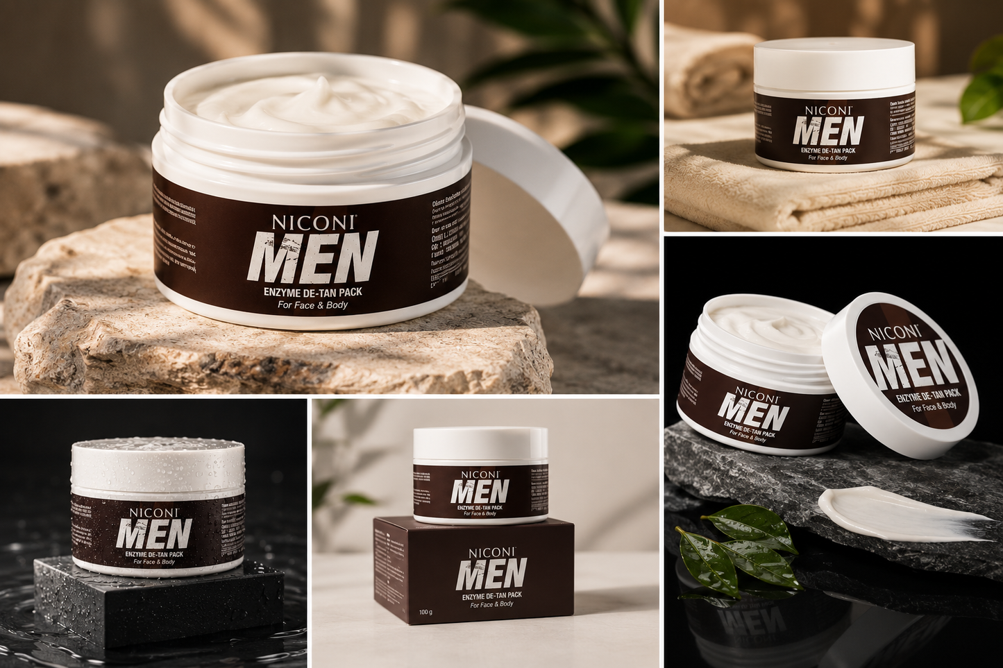 Niconi Men Enzyme De-Tan Pack For Face & Body (300g)
